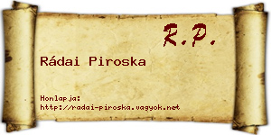 Rádai Piroska névjegykártya
